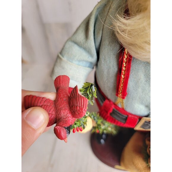 red cardinal Santa Claus statue centerpiece toy bag figure decor Xmas vintage - Picture 4 of 14